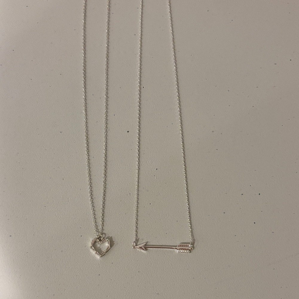 LC Lauren Conrad Silver Heart and Arrow Necklace Set